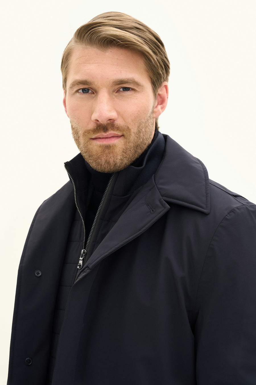 Zipped Padded Car Coat Navy - detalj