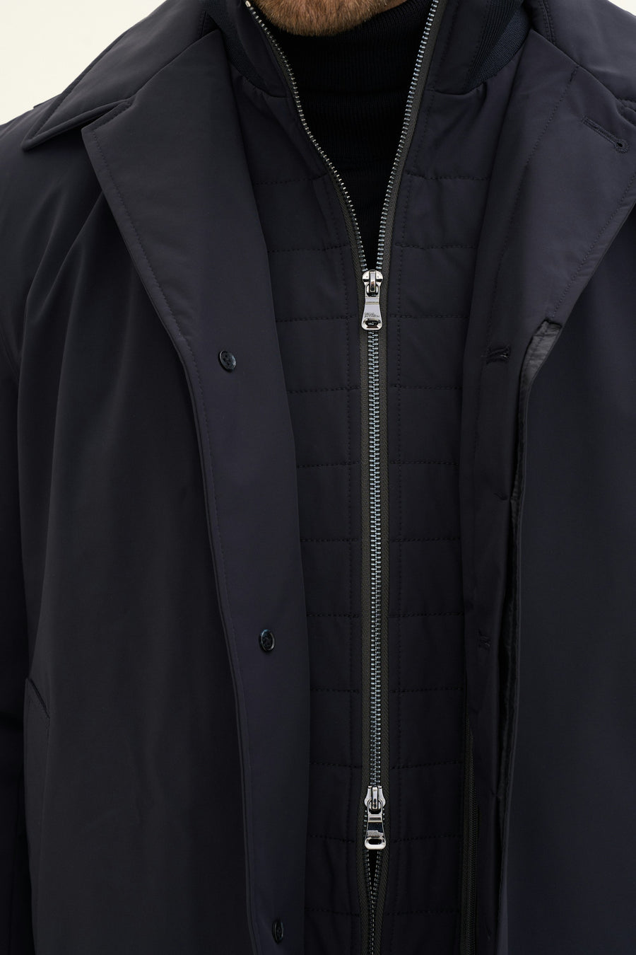Zipped Padded Car Coat Navy - detalj