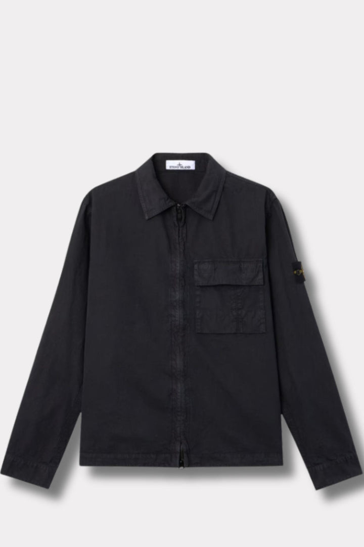 1200008 Regular-fit zip-up Overshirt With Pocket Navy 'Old' Effect