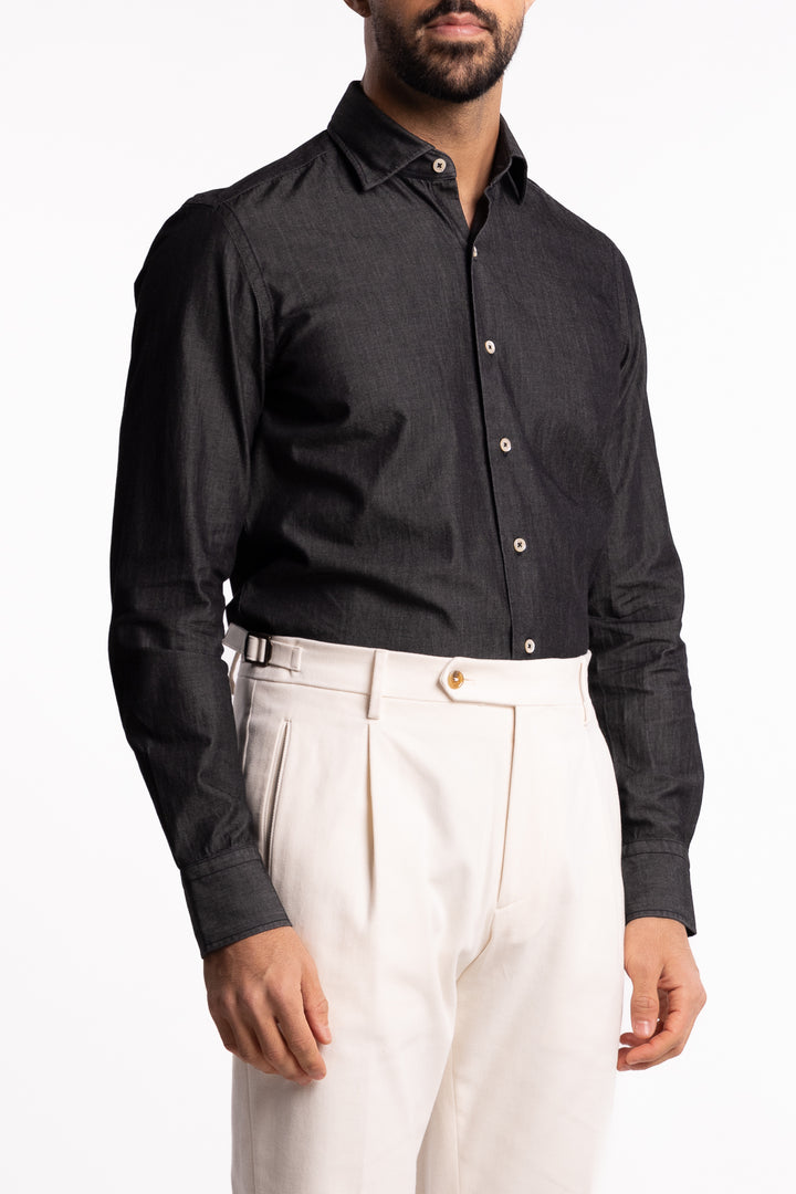 Cotton Chambray Shirt Dark Grey Denim