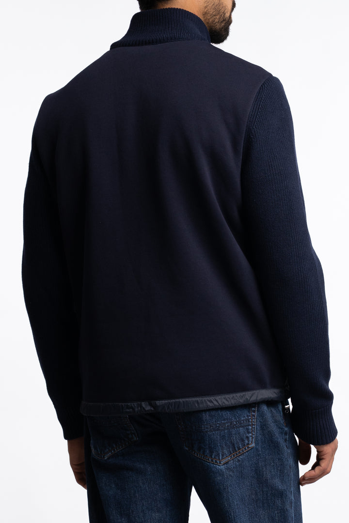 Multi Material Padded Hybrid Jacket Navy