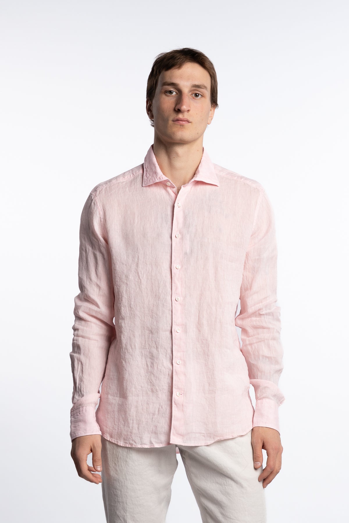 Slimline Linen Shirt Light Pink