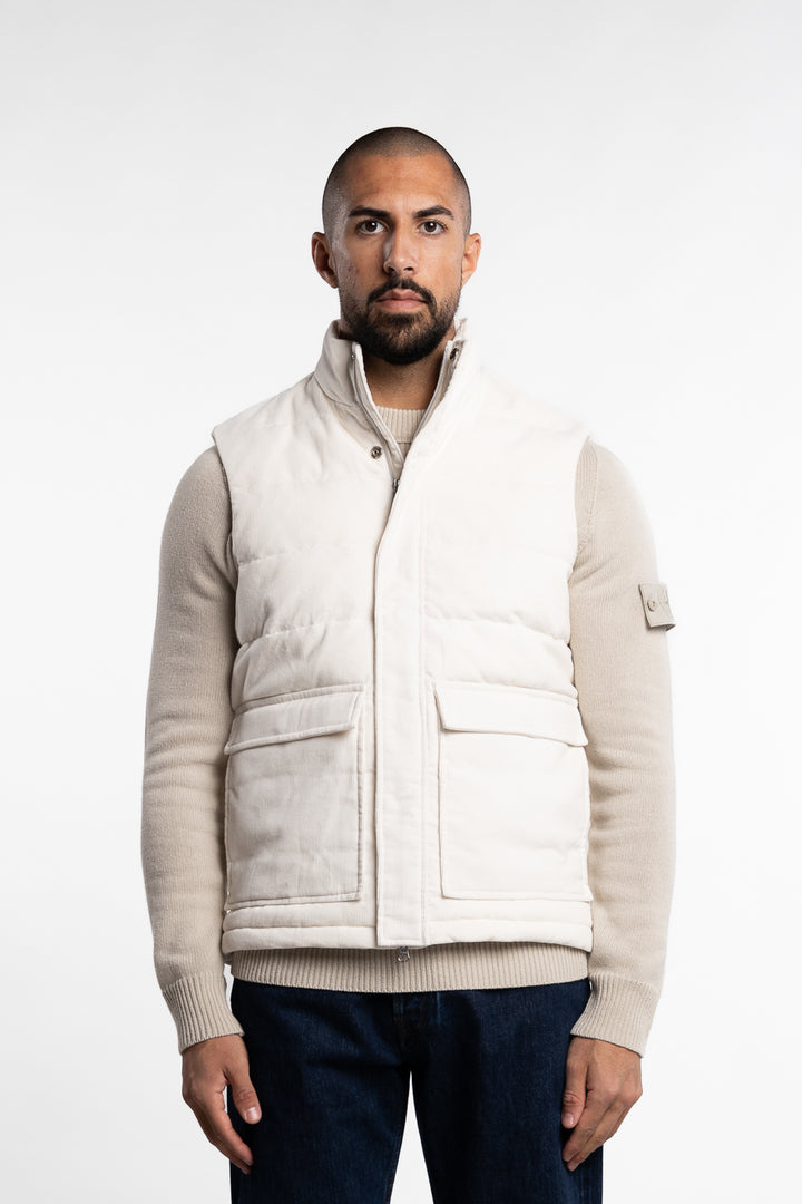 Vest Zip Corduroy Cotton Off-White