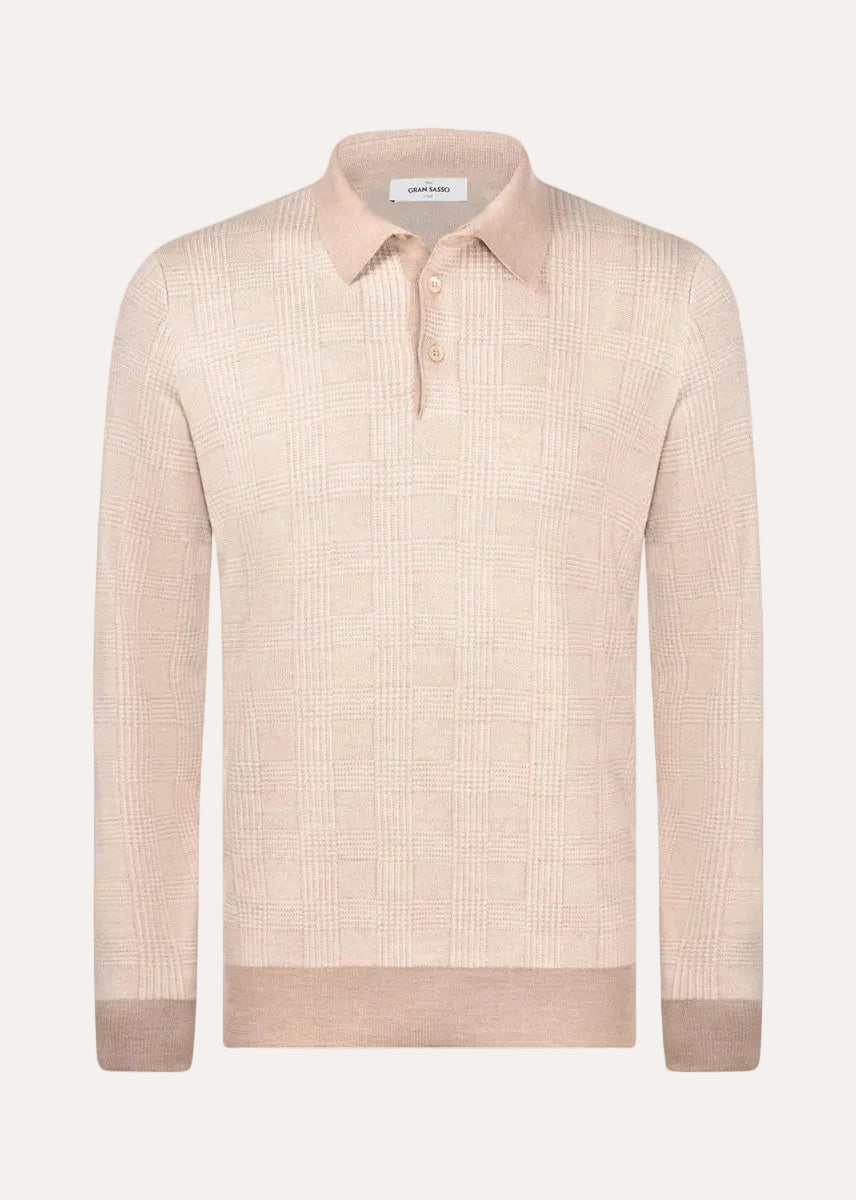 Tennis Long Sleeve Polo Wool/Silk Beige