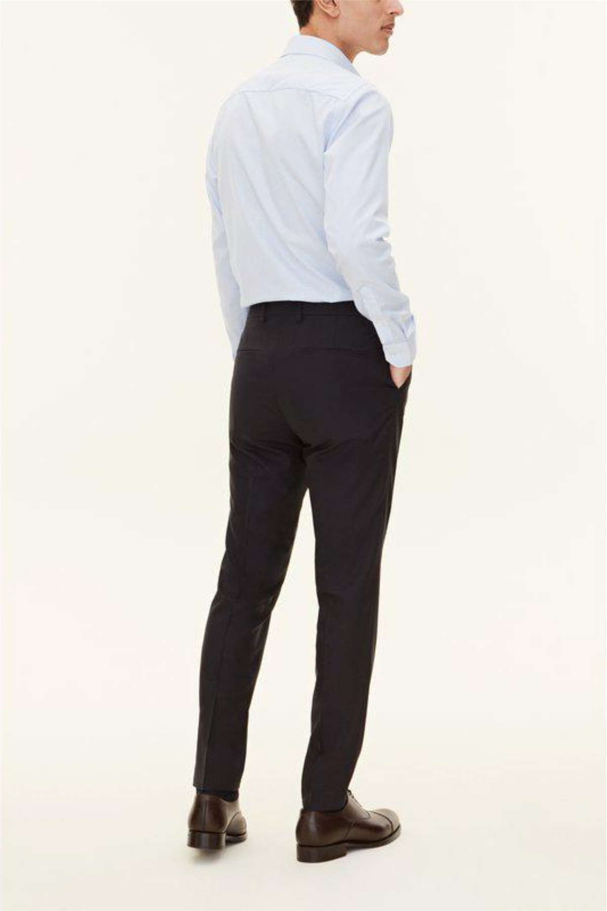 Denz Slim Fit Wool Trousers Navy