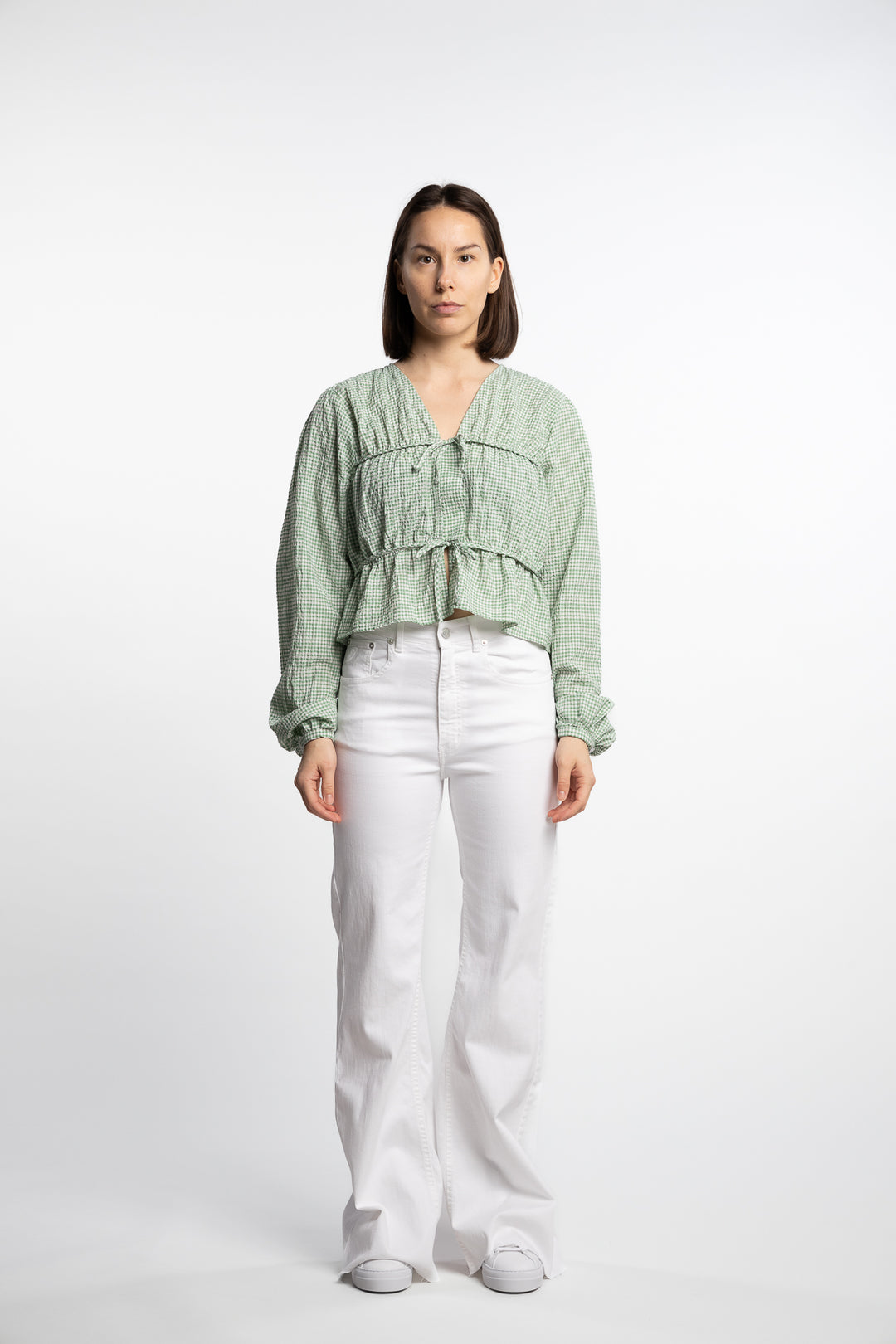 Indiana string blouse- Green/White