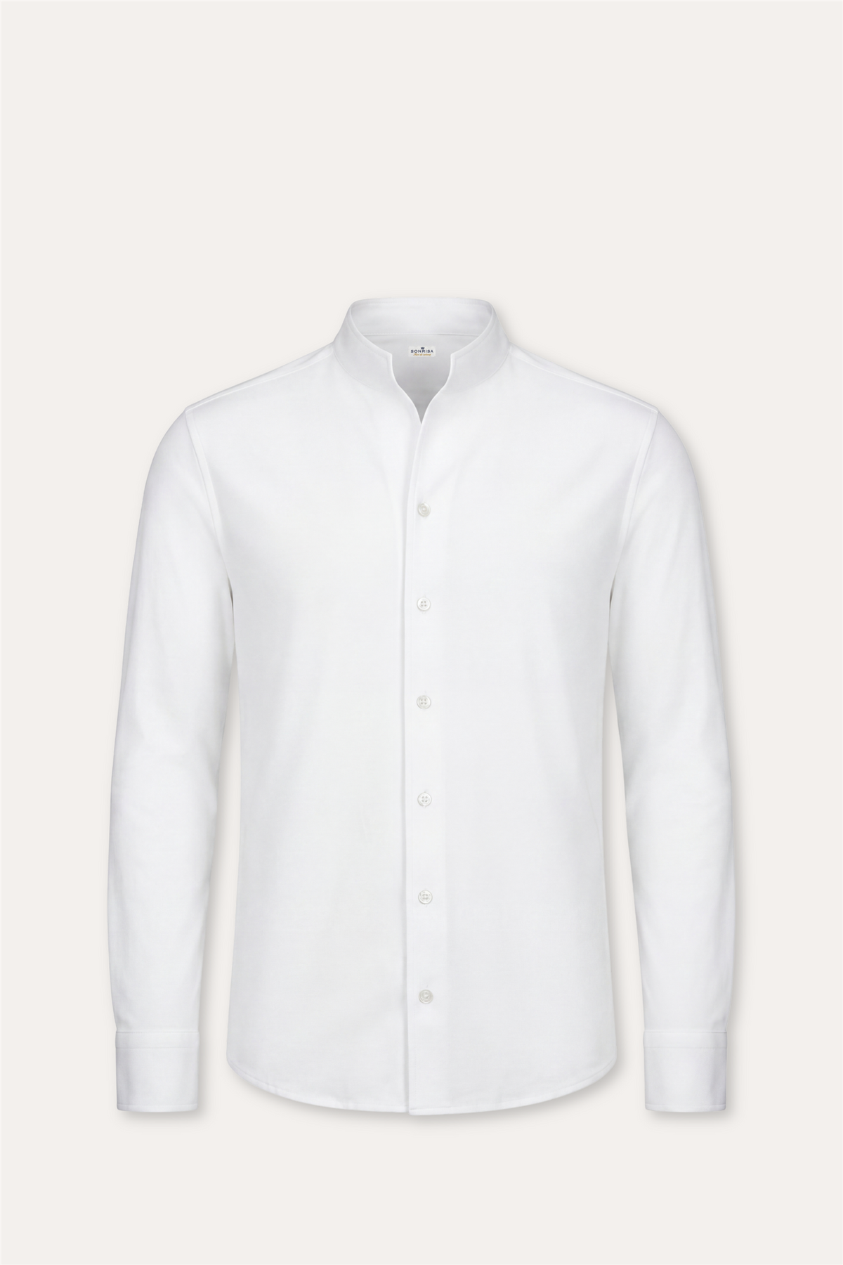 No Collar Cotton Shirt White