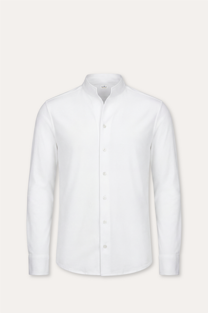 No Collar Cotton Shirt White