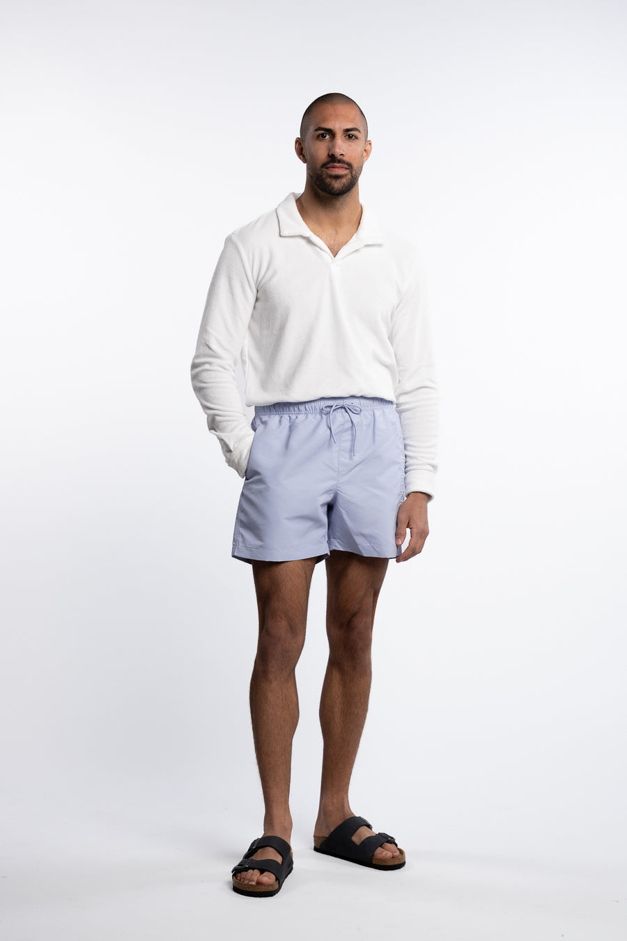 Medium Drawstring Swim Shorts Dusty Cornflower
