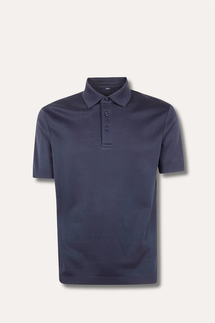 Jersey Knit Effect Polo Shirt Navy