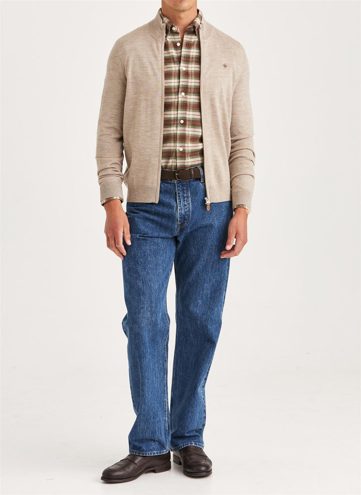 Merino Zip Cardigan Khaki