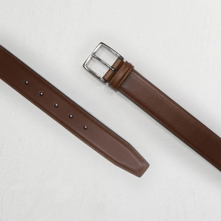 Classic Stitched Leather Belt Tan 3,5 cm