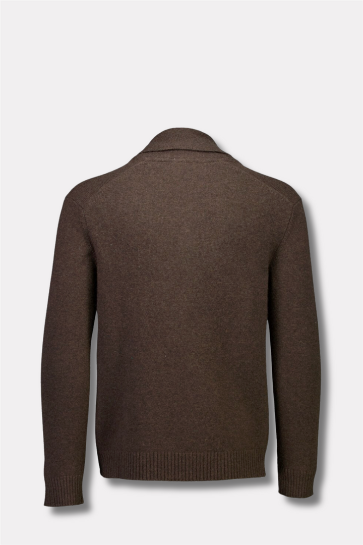 Lambswool Shawlcollar Cardigan Dk Brown