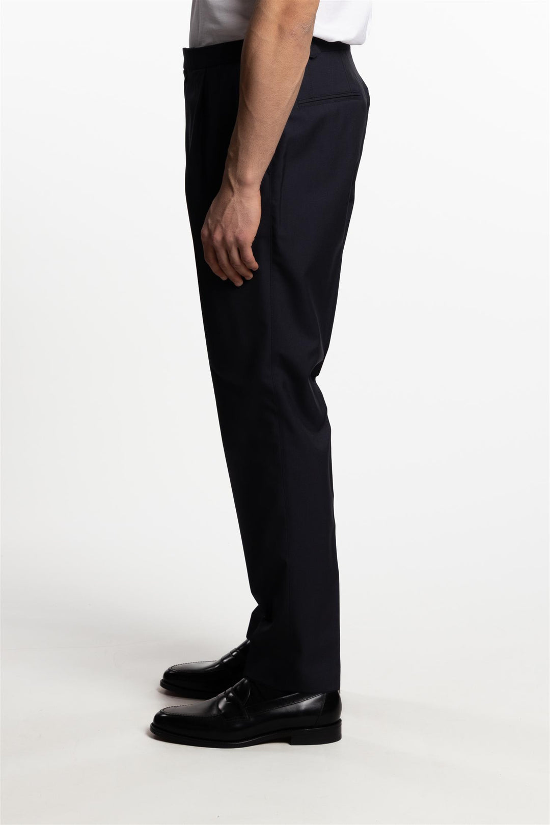 Delon High Waist Regular Fit Wool Trousers Navy