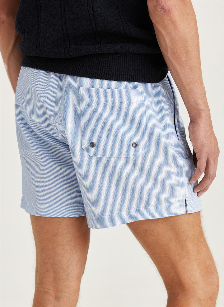 Morris Seersucker Bathing Trunks Lt Blue