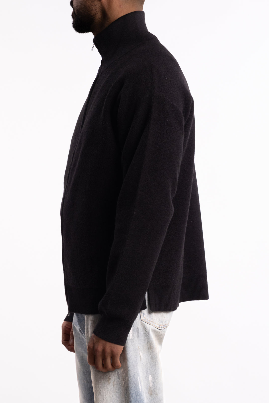 Buzz Boiled Merino Zip-Sweater Black