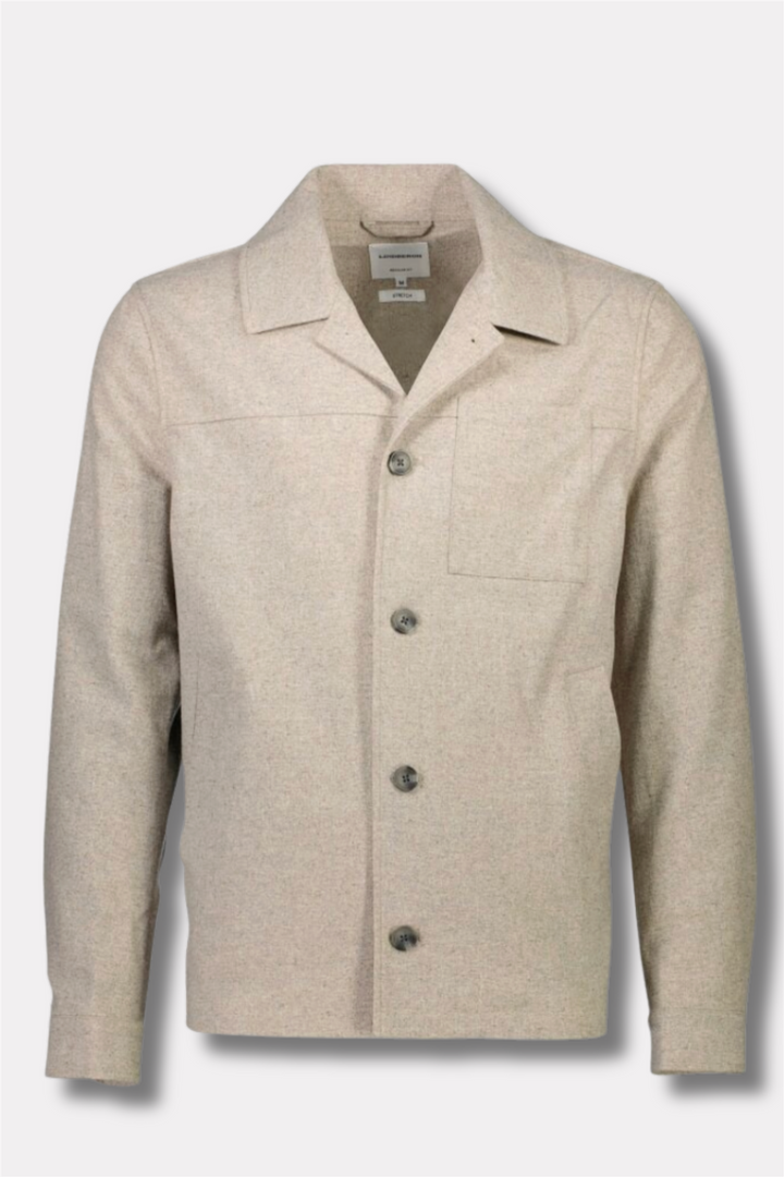 Cropped Length Overshirt Dark Sand Melange