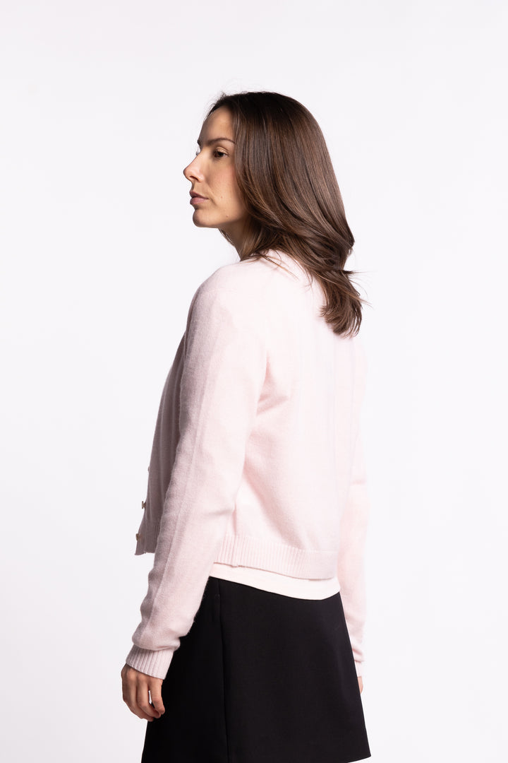 Slim Cashmere Cardigan- Lt. Pink