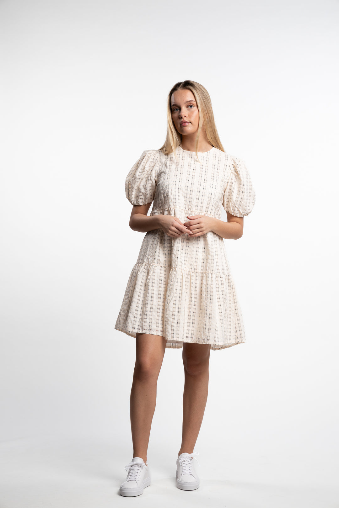 Santina Dress- Cream Check