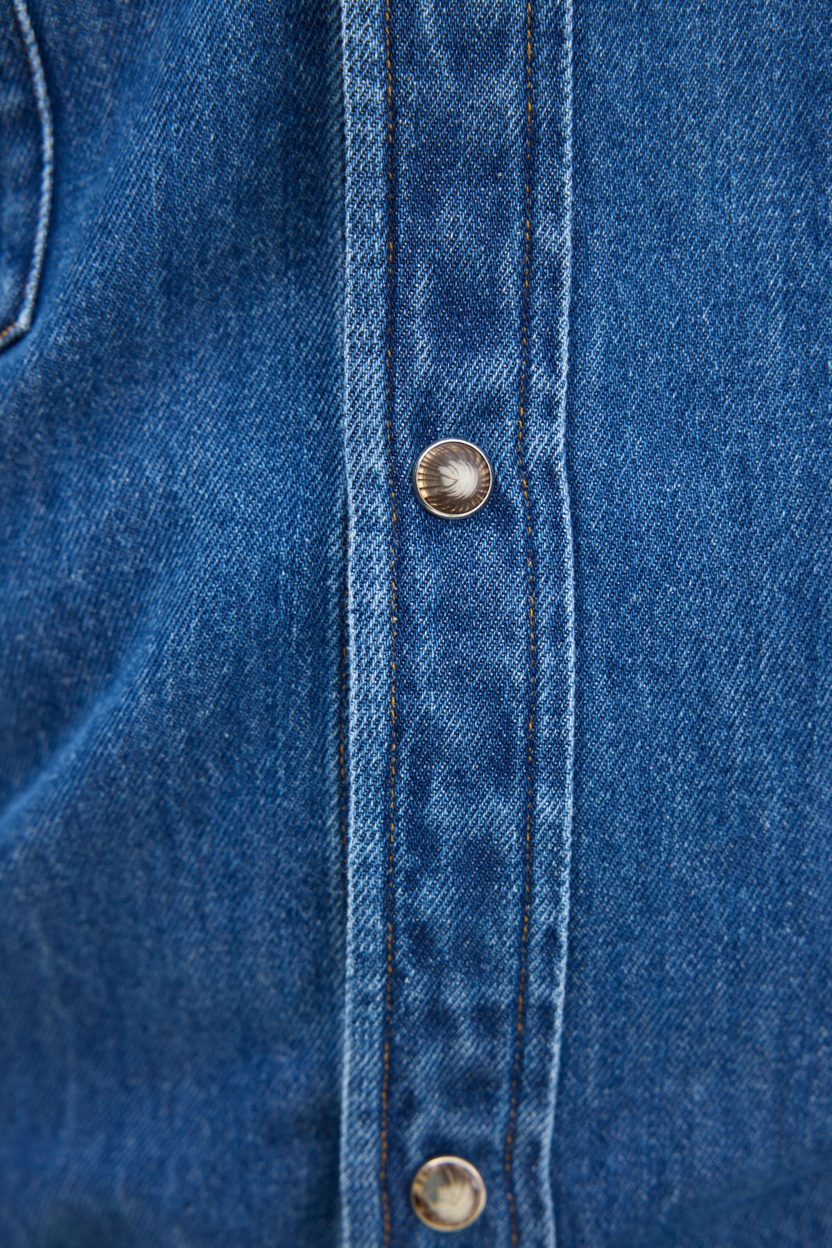 Straight Fit Western Shirt Denim Blue