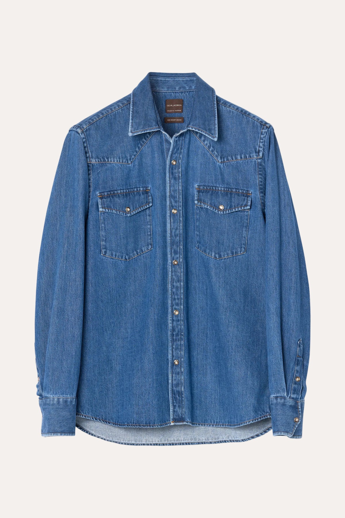 Straight Fit Western Shirt Denim Blue