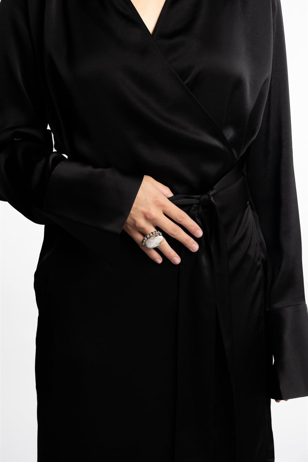 Wrap Shirt Dress- Black