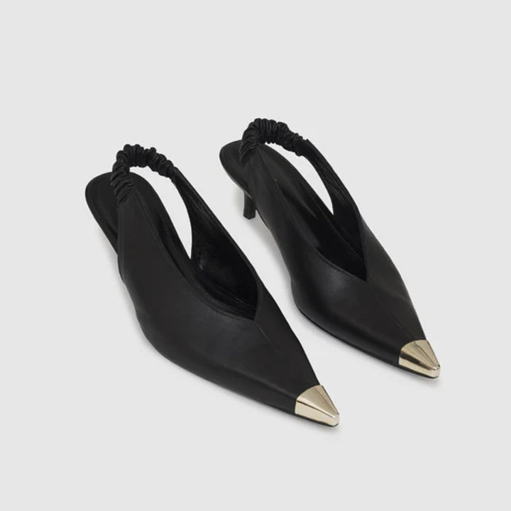 Nina Heels With Metal Toe Cap- Black