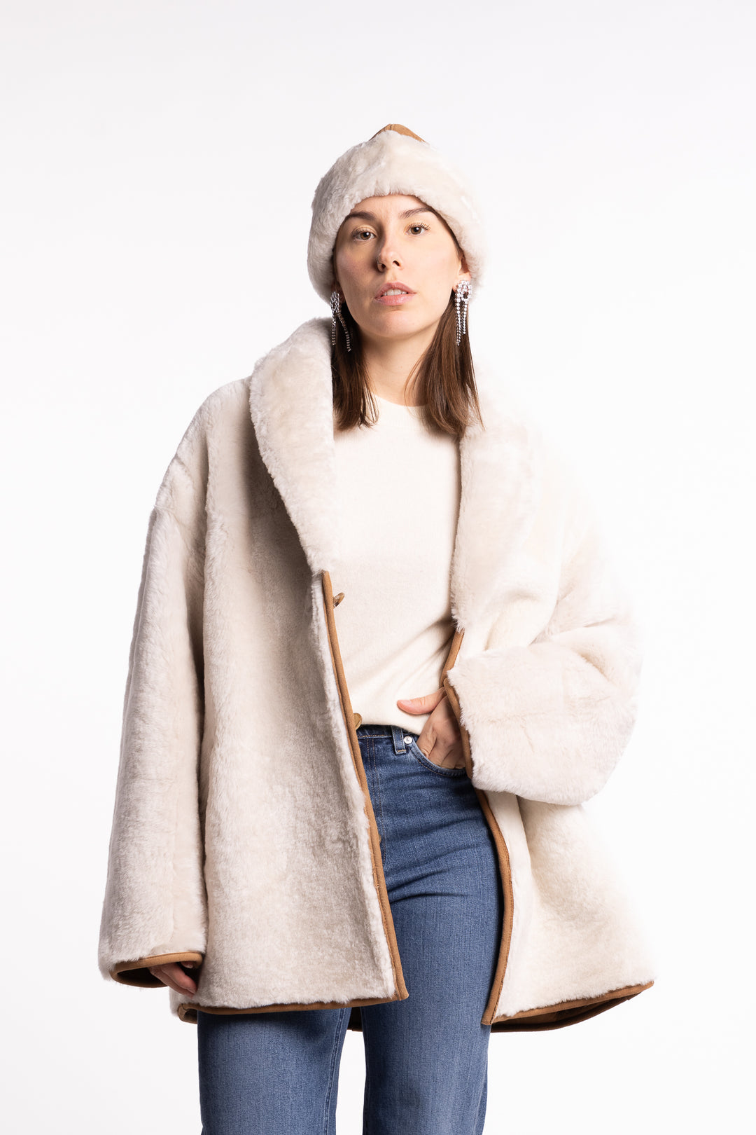 Melli Shearling Jacket- Camel Suede
