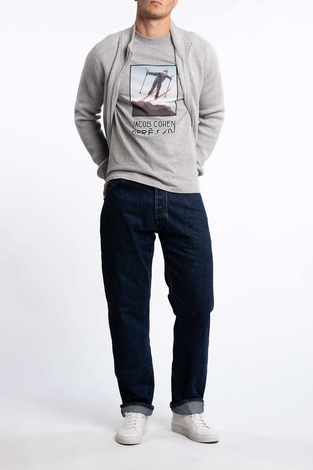 Virgin Wool Ribbed Full-zip Grey