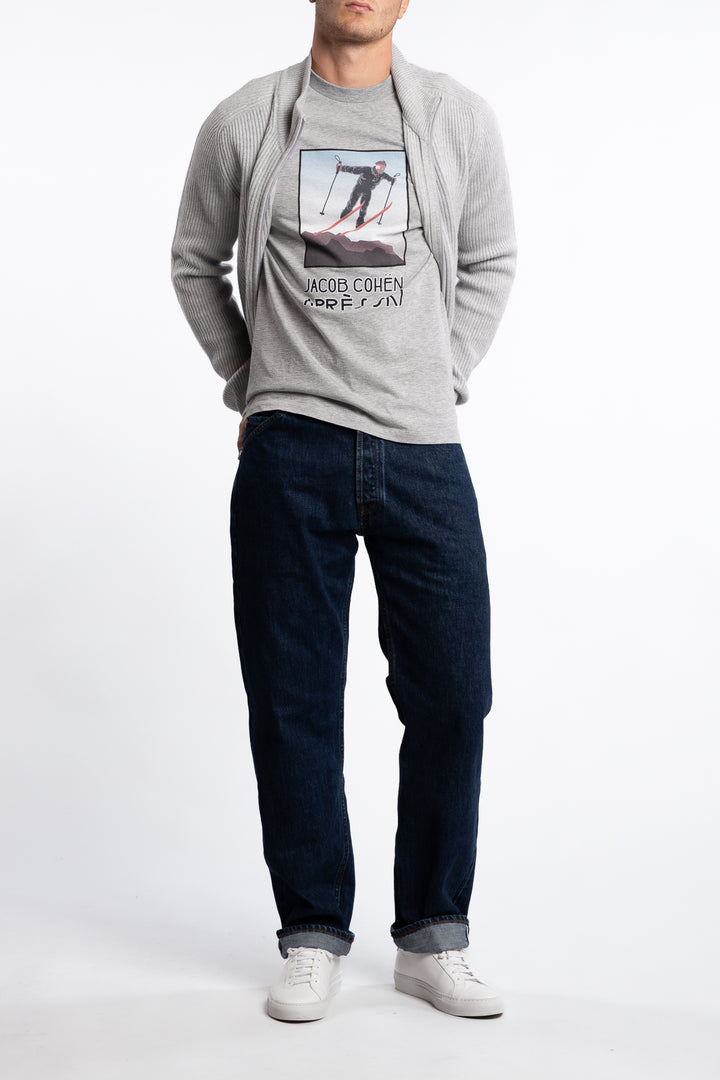 Virgin Wool Ribbed Full-zip Grey