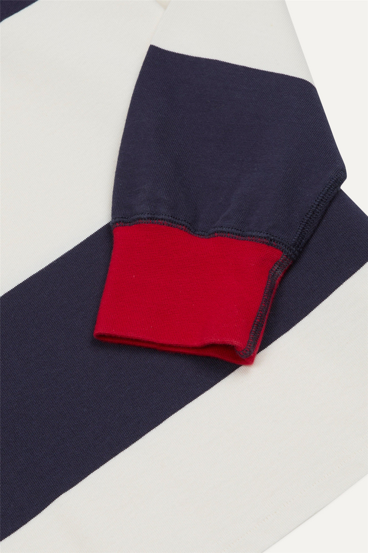 Dual Block Stripe Rugby White & Navy