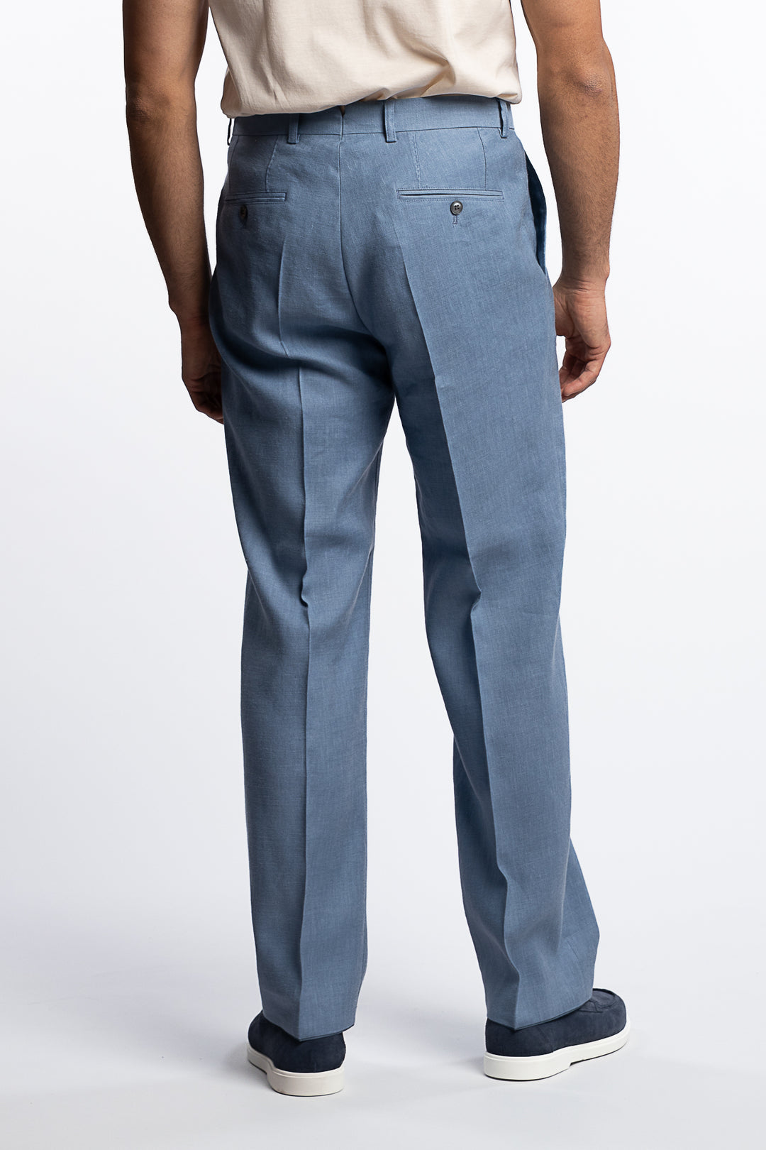 Del Regular Fit Linen Trousers Smog Blue