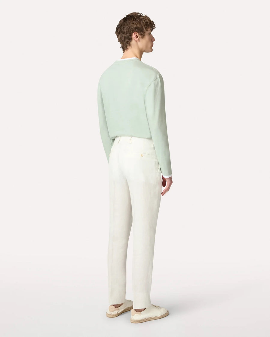 Linen Flat-front Trousers Cream