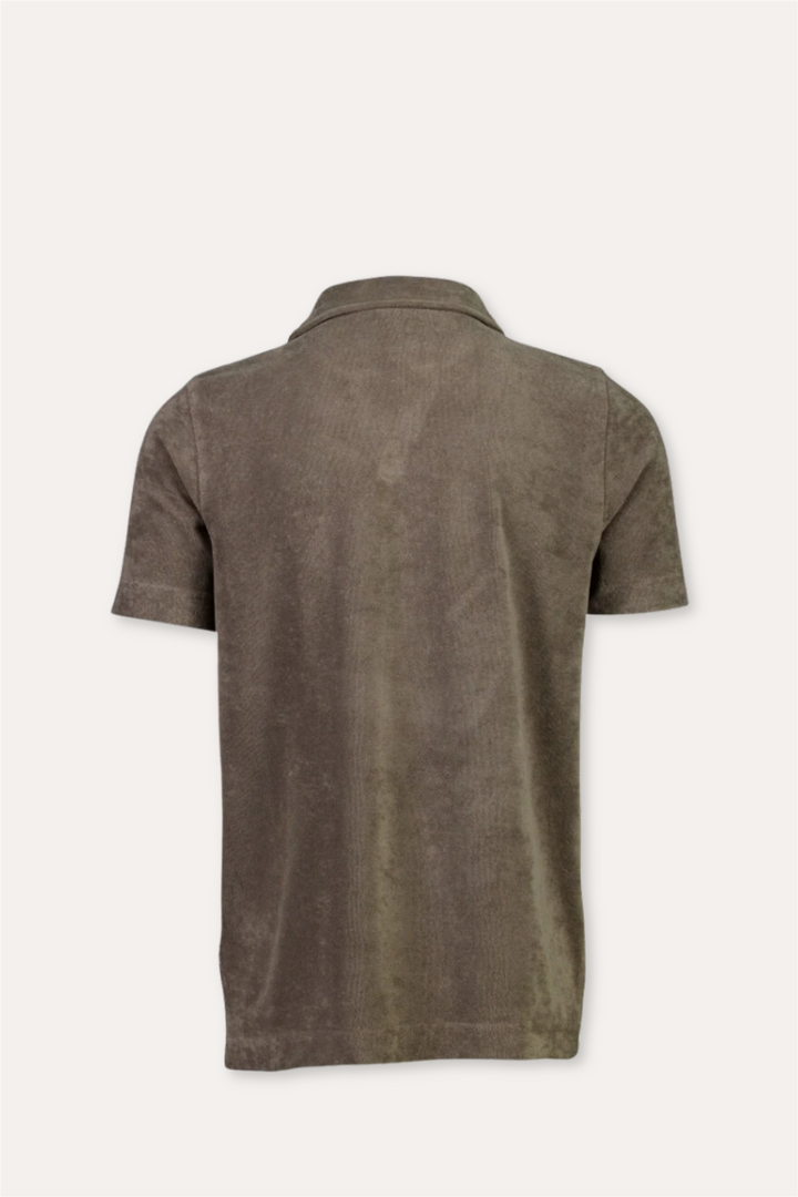 Towel V-Neck Polo S/S Dk Stone