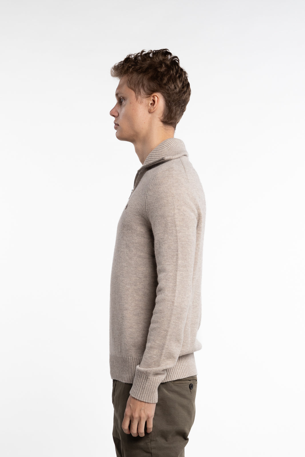 New Hertford Merino Half Zip Khaki
