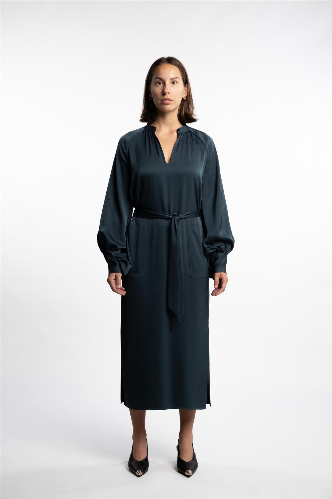 Belted Longsleeve Dress- Dawn