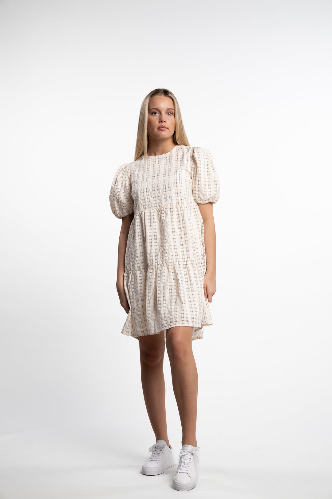 Santina Dress- Cream Check