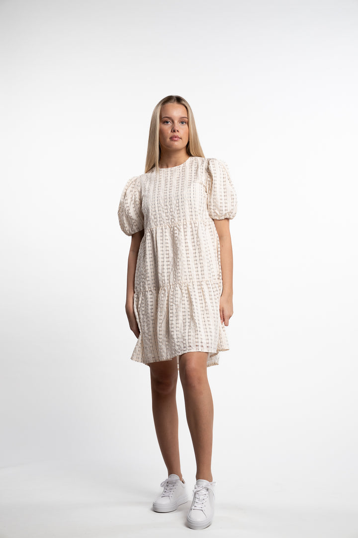 Santina Dress- Cream Check