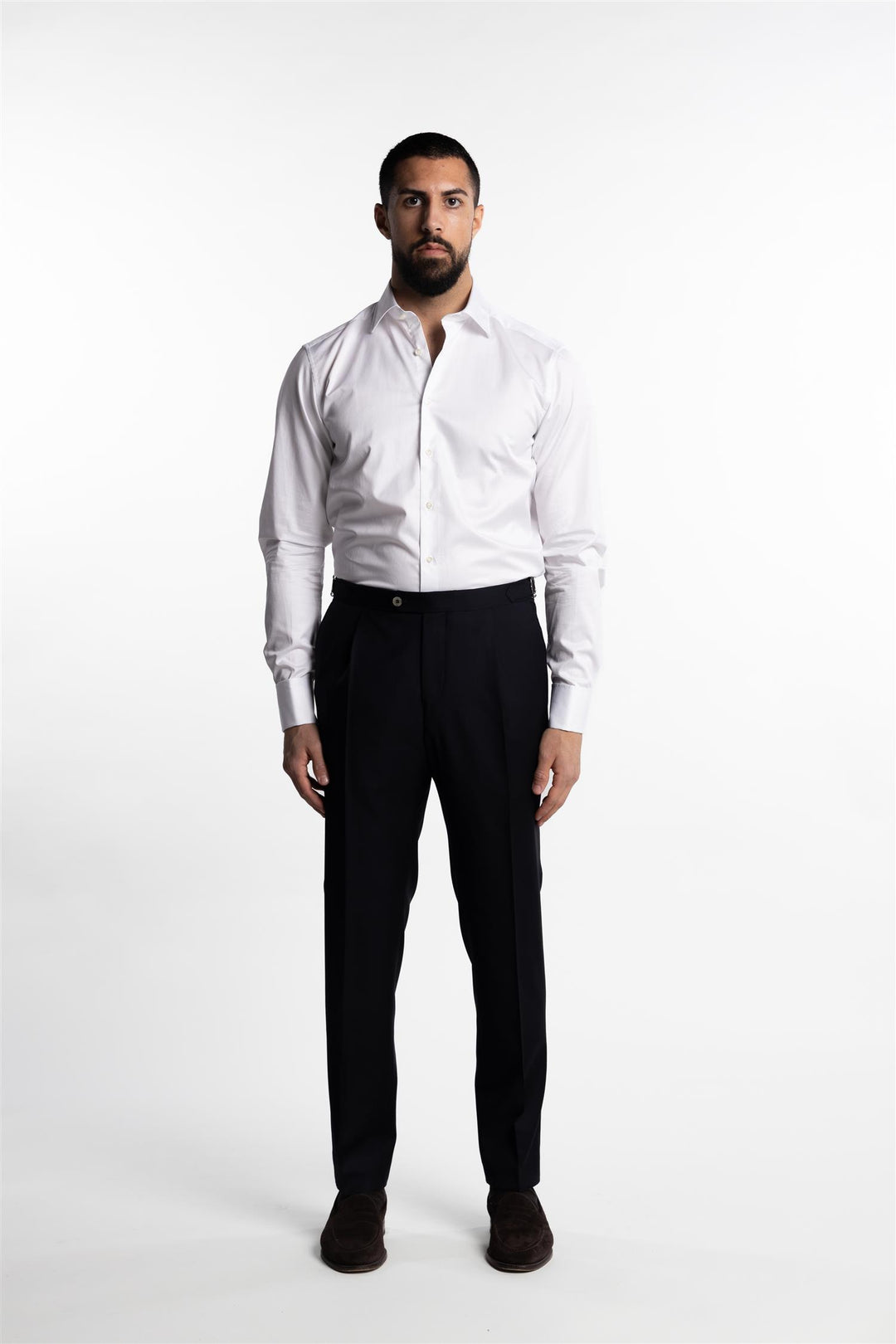 Fitted Body Twill Shirt French Cuffs White