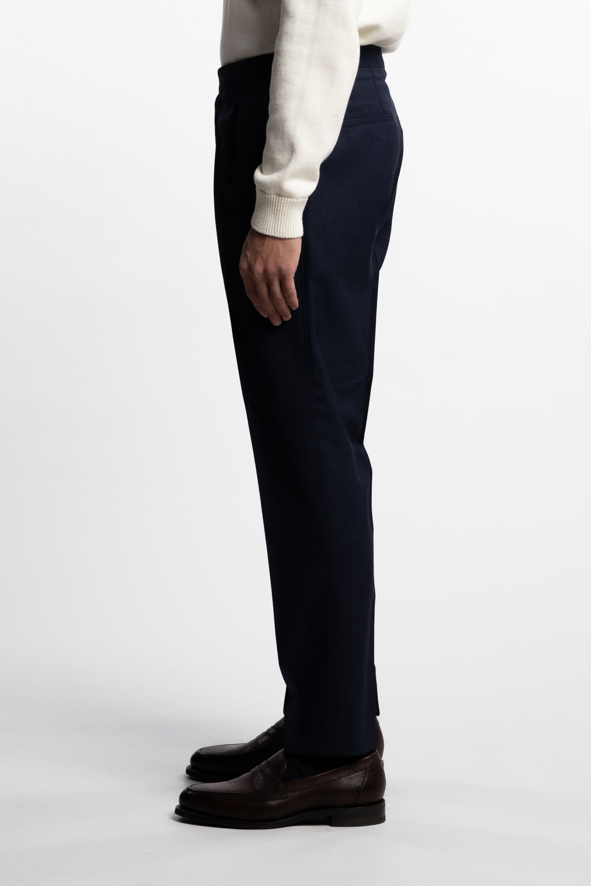 Prato Pleated Wool Trouser Navy