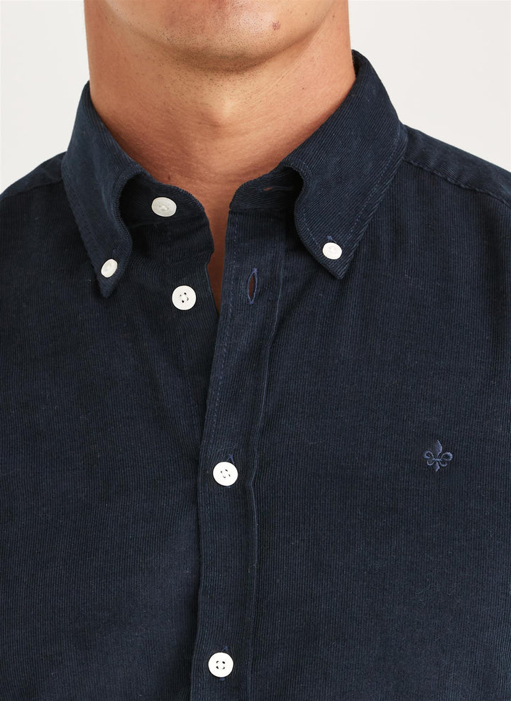 Douglas Slim Fit Cord Shirt Blue