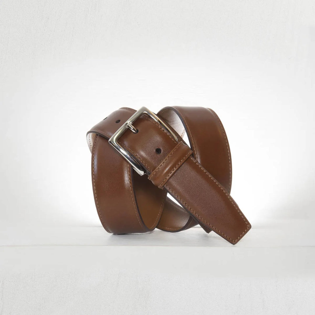 Classic Stitched Leather Belt Tan 3,5 cm