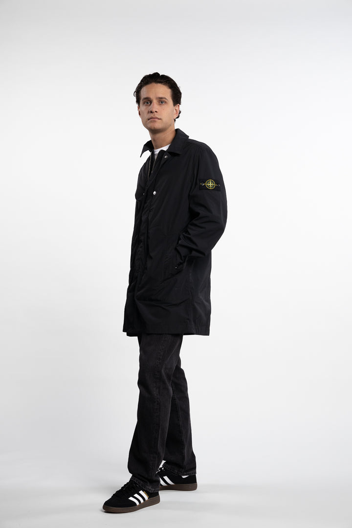 Micro Twill Long Coat Black