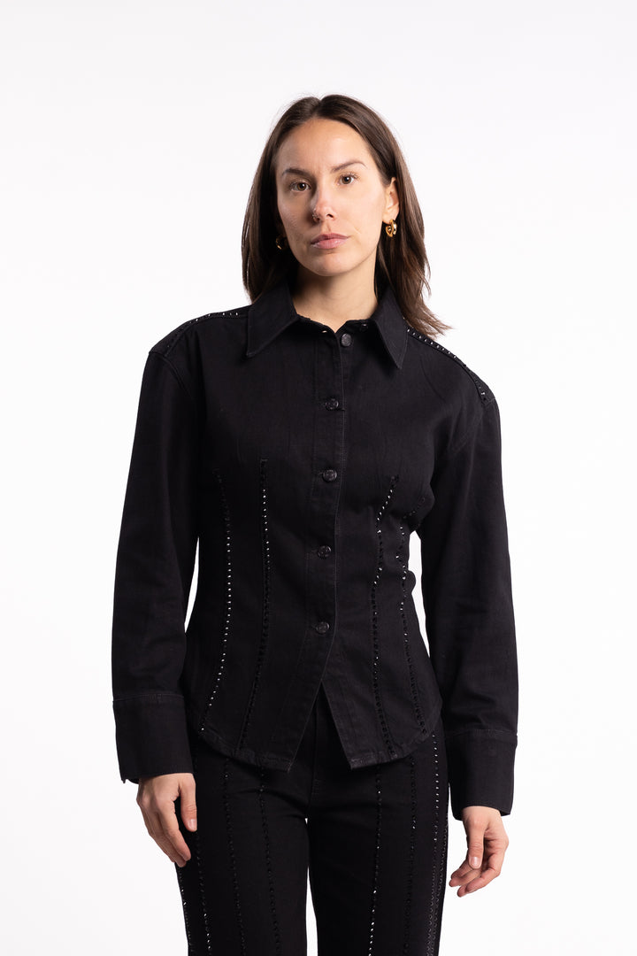Eloise Embellished Shirt - Black