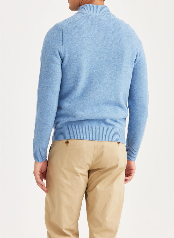 New Hertford Merino Half Zip Light Blue