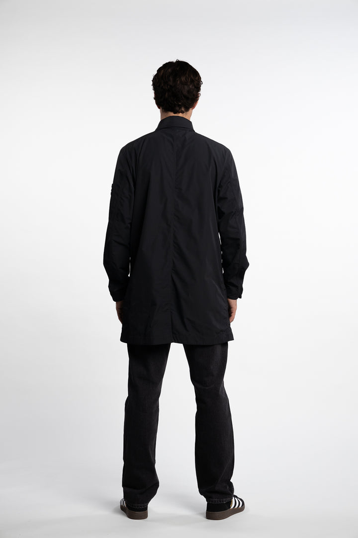 Micro Twill Long Coat Black