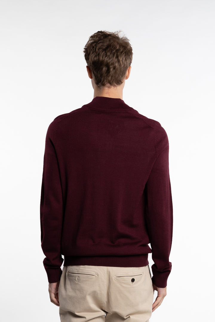 Merino John Zip Wine Red