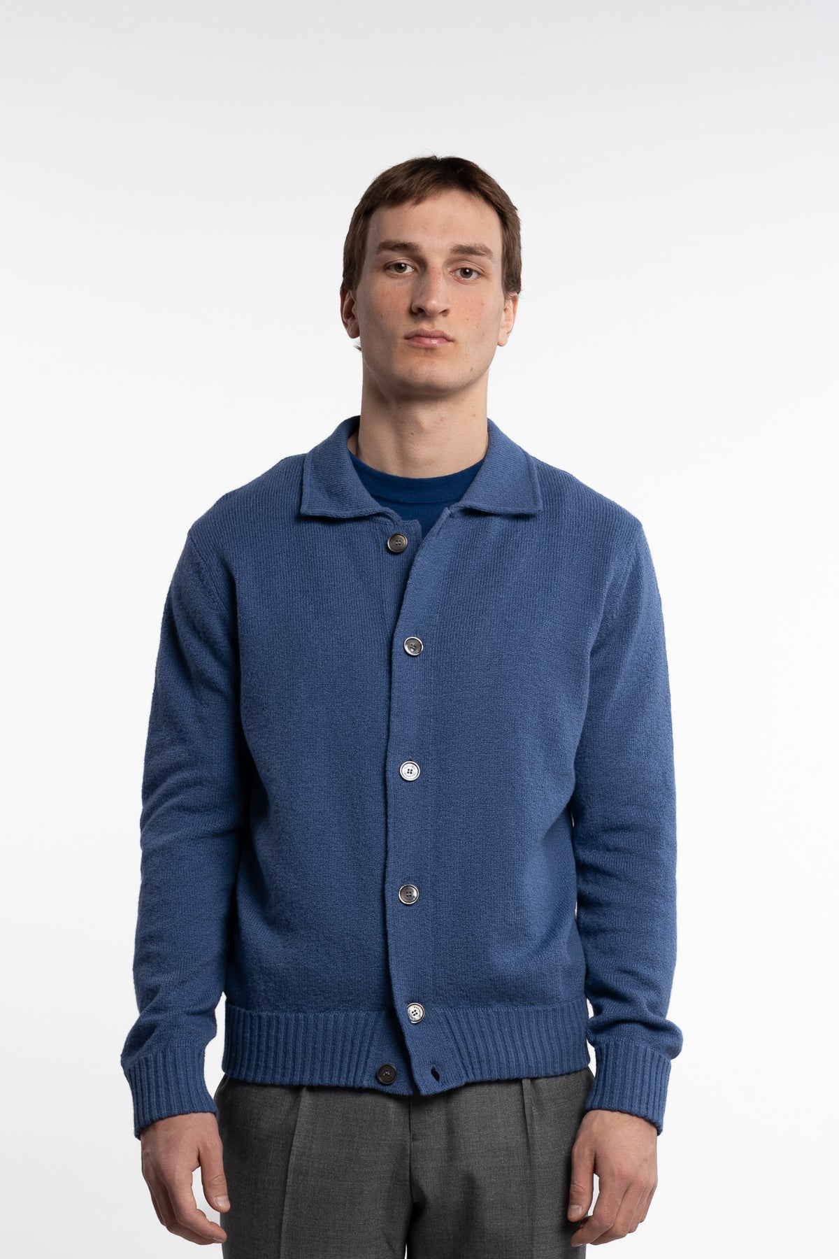 Knitted Cotton Cardigan Cobalto