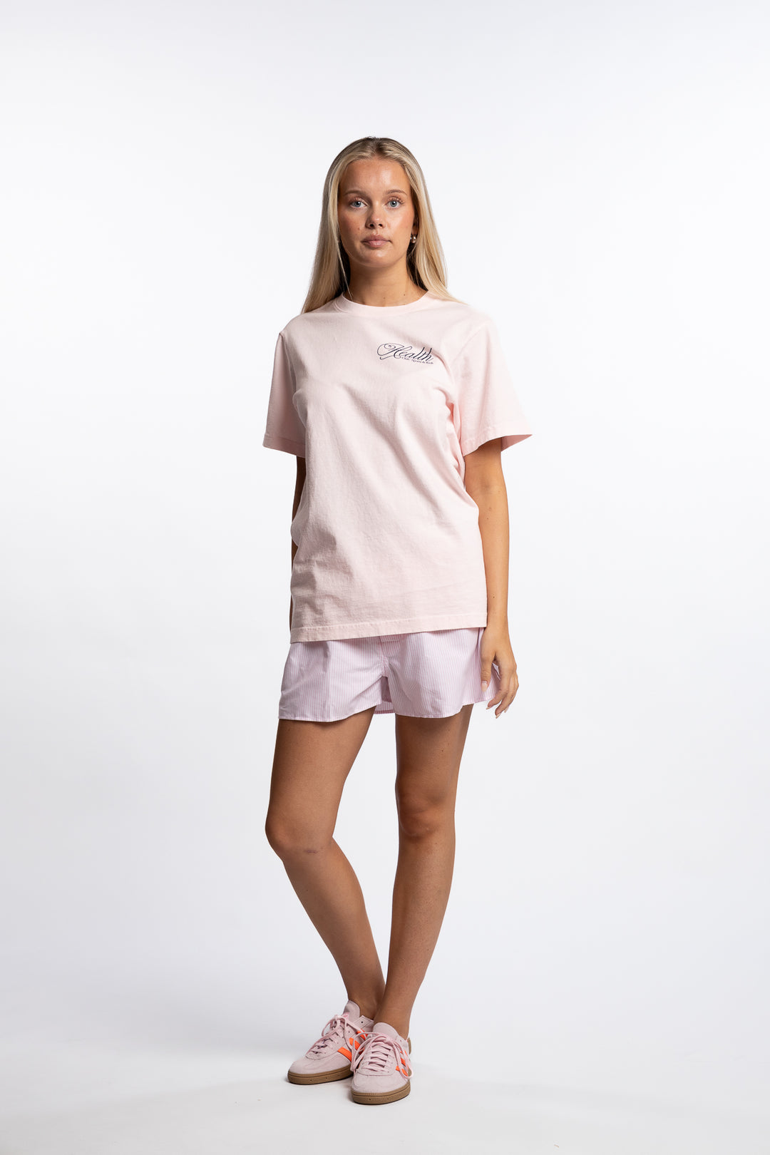 Serif Logo Oxford Boxer- Pink/white Thin Stripe