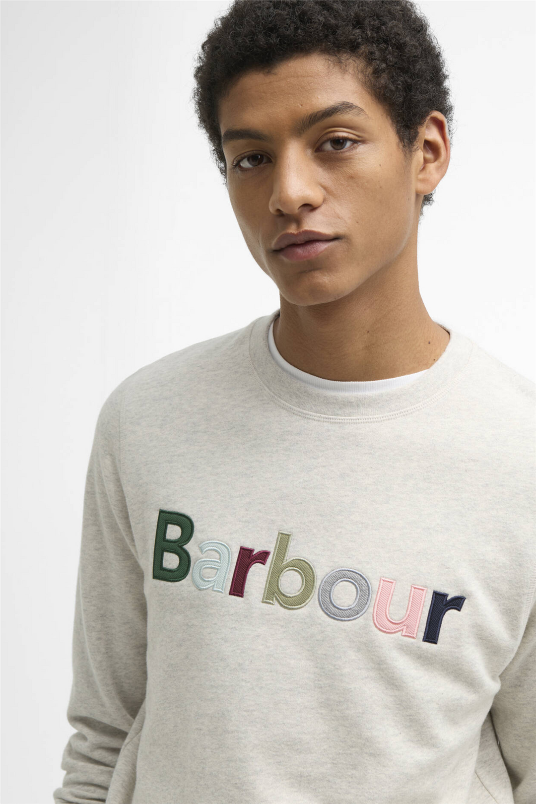 Pique Applique Crew Sweatshirt Ecru Marl